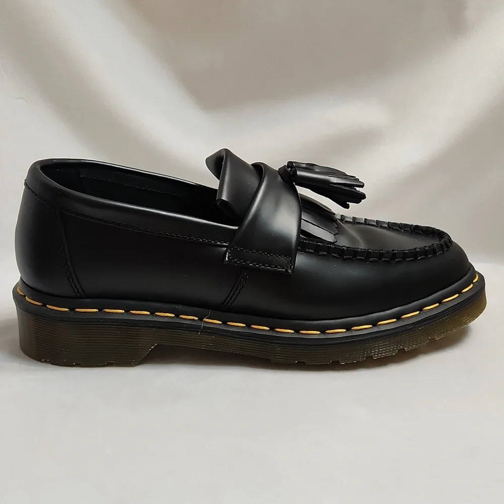 Dr. Martens Adrian Tassel Leather Casual Black Loafers (Uni M Size 7, W Size 8) - Picture 2 of 14